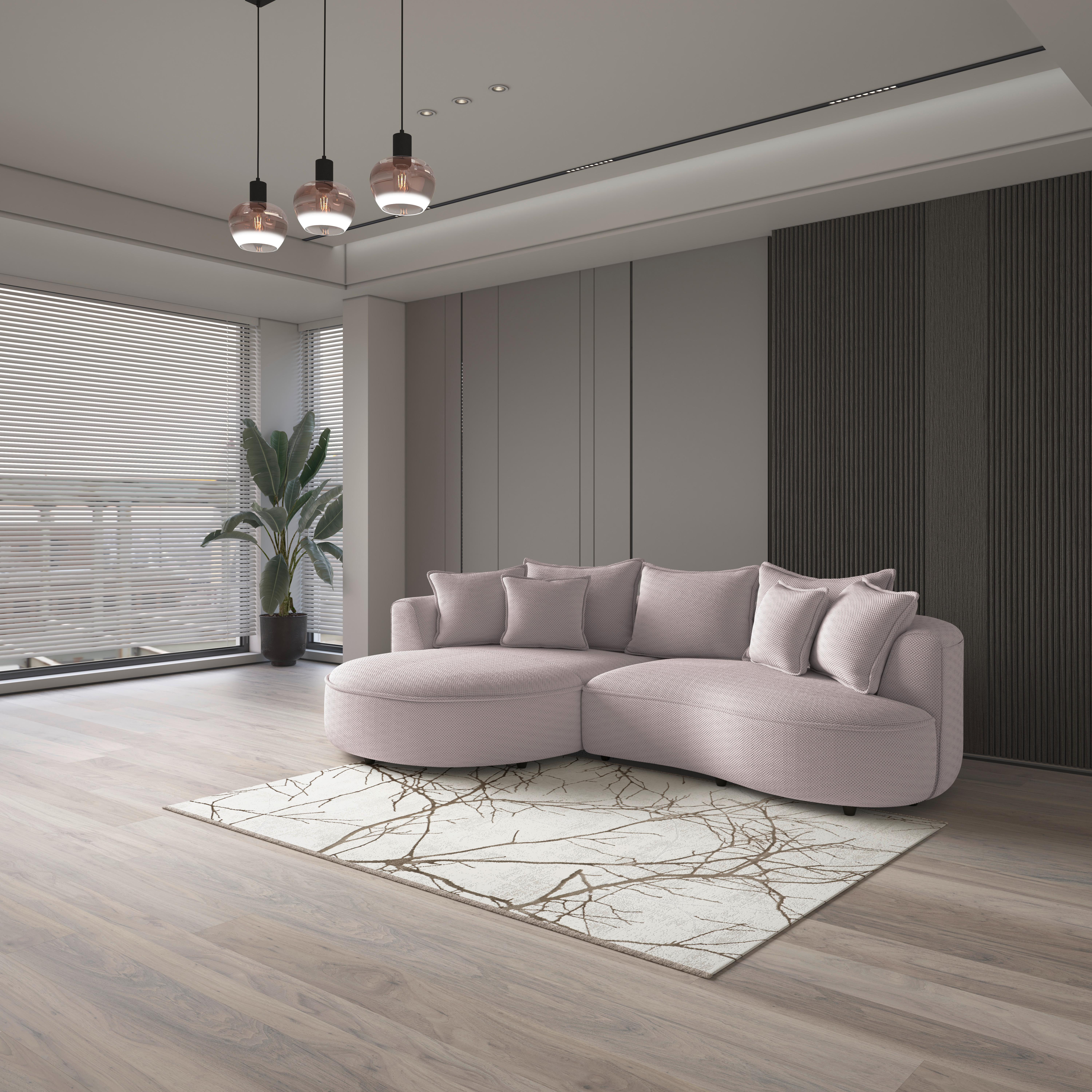 Ecksofa Levi - Hellrosa/Schwarz, MODERN, Textil (168/287cm)
