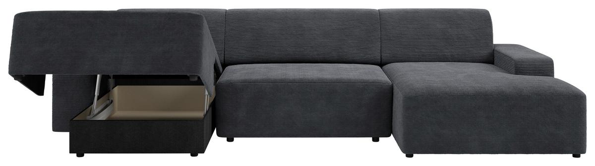 Wohnlandschaft Wien D: Grau U: 162x329x162 cm - Dunkelgrau/Schwarz, MODERN, Textil (162/329/162cm) - Trendmanufaktur