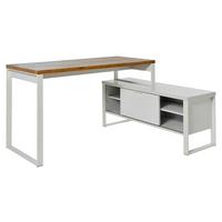 Schreibtisch B 120cm H 76cm Loop D 145 E, Weiß - Eichefarben/Weiß, KONVENTIONELL, Holzwerkstoff/Metall (147/120/76cm) - Livetastic