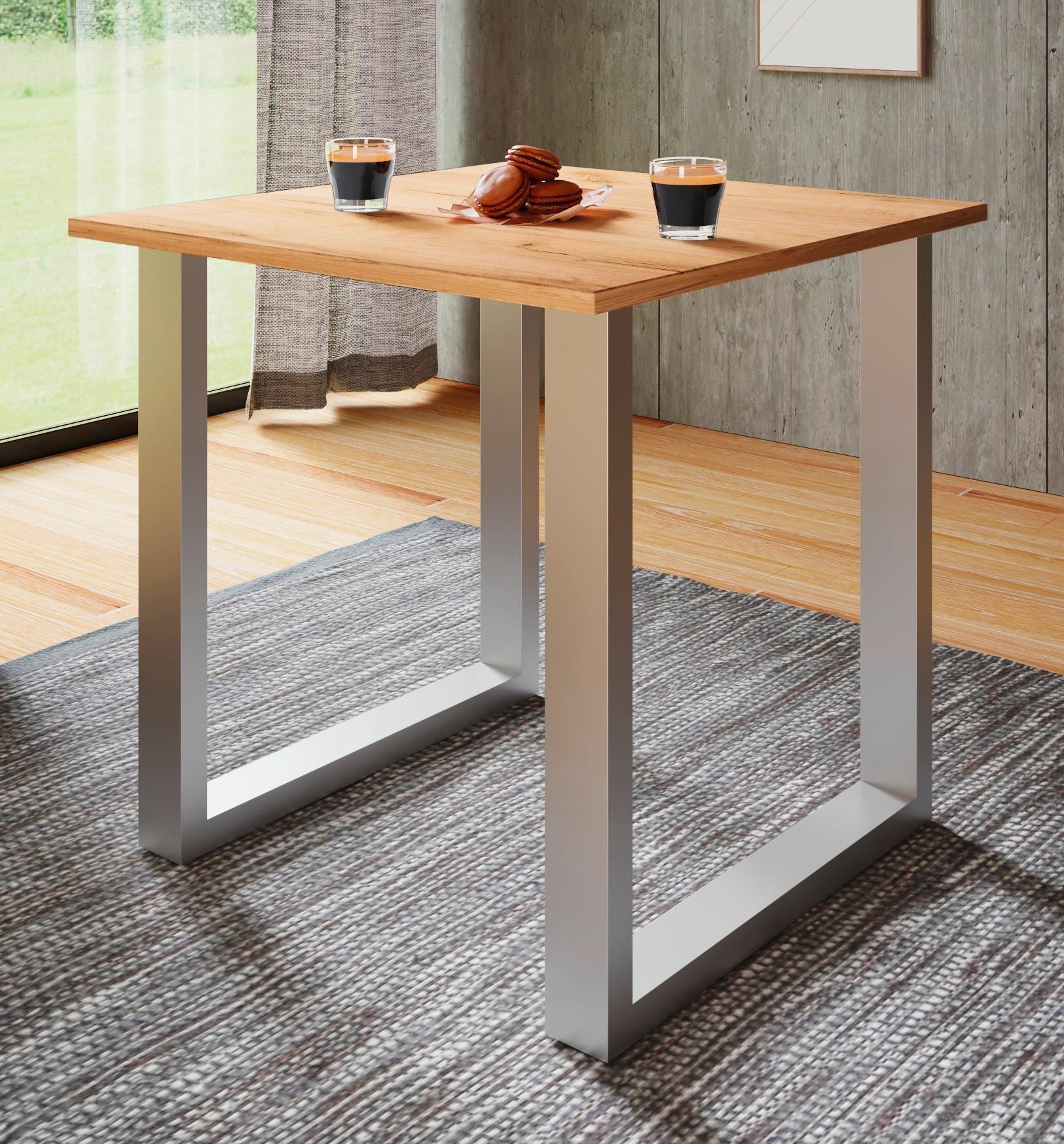 Schreibtisch Lona Eiche Dekor B: 80 cm - Silberfarben/Silbereichenfarben, Design, Holzwerkstoff/Metall (80/76/50cm) - MID.YOU