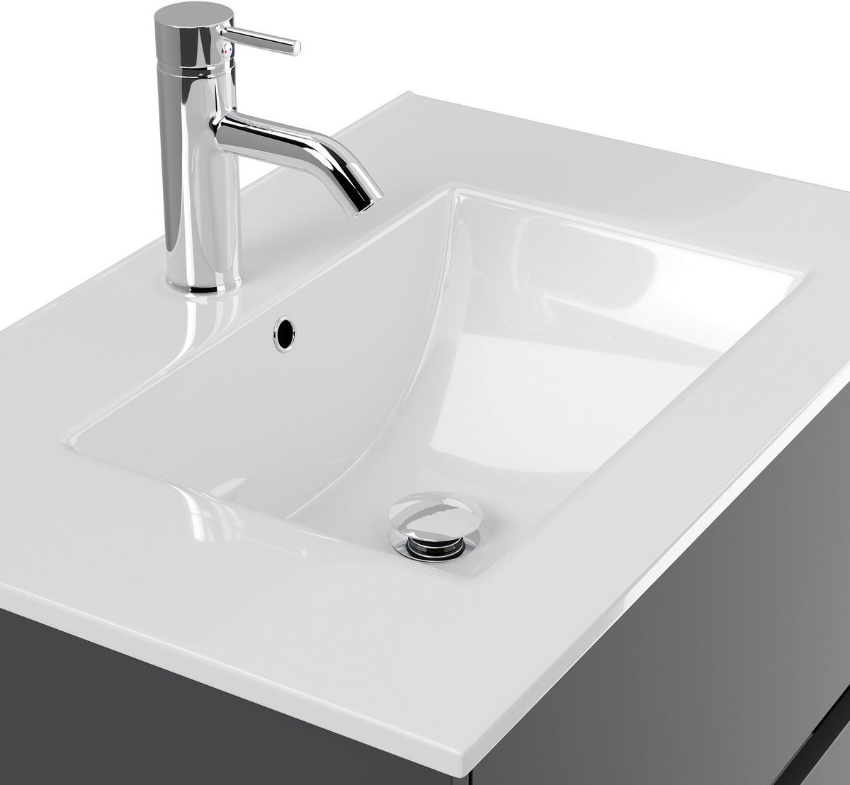 BADEZIMMER Limes, Graphitfarben B: 70 cm - Graphitfarben/Weiß, Basics, Keramik/Holzwerkstoff (70cm) - MID.YOU