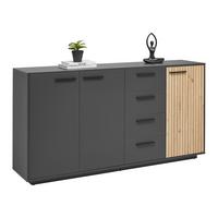 ŠIROKÁ KOMODA LUKAS -EXKLUSIV- - černá/antracitová, Moderní, kompozitní dřevo/plast (183,6/95,4/40,2cm) - Mömax