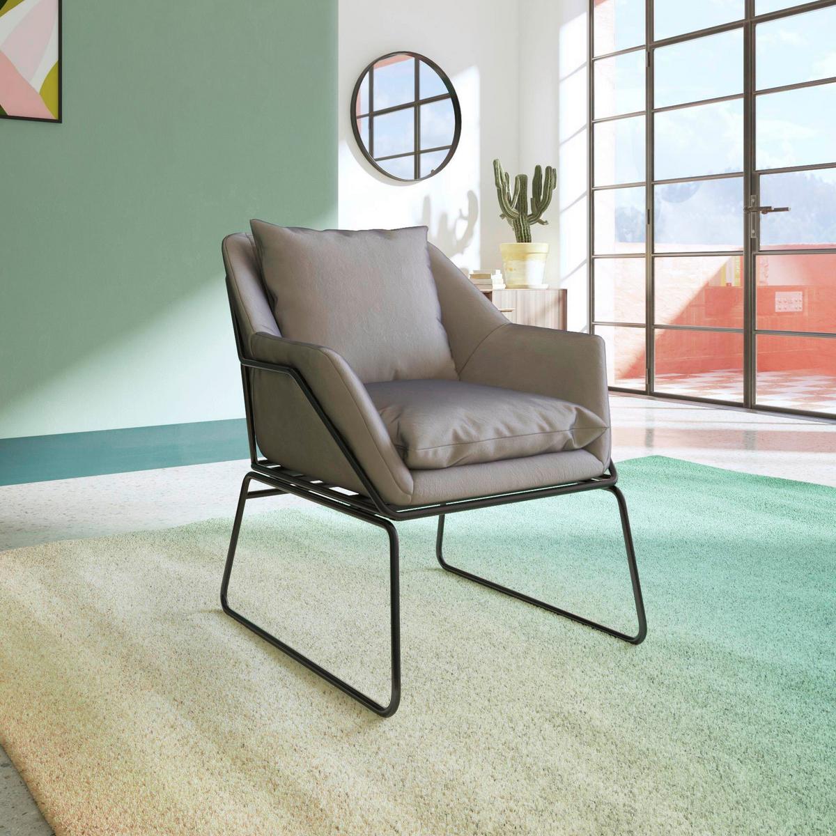 Stuhl Avery Grau Gepolstert - Schwarz/Grau, Design, Textil/Metall (71/81/66cm) - MID.YOU