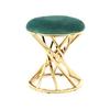 Hocker Golden Samt/Edelstahl Sitz Gepolstert H: 49cm - Goldfarben/Grün, Trend, Textil/Metall (40/49/40cm) - Kayoom
