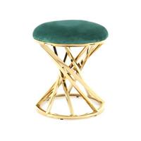 Hocker Golden Samt/Edelstahl Sitz Gepolstert H: 49cm - Goldfarben/Grün, Trend, Textil/Metall (40/49/40cm) - Kayoom