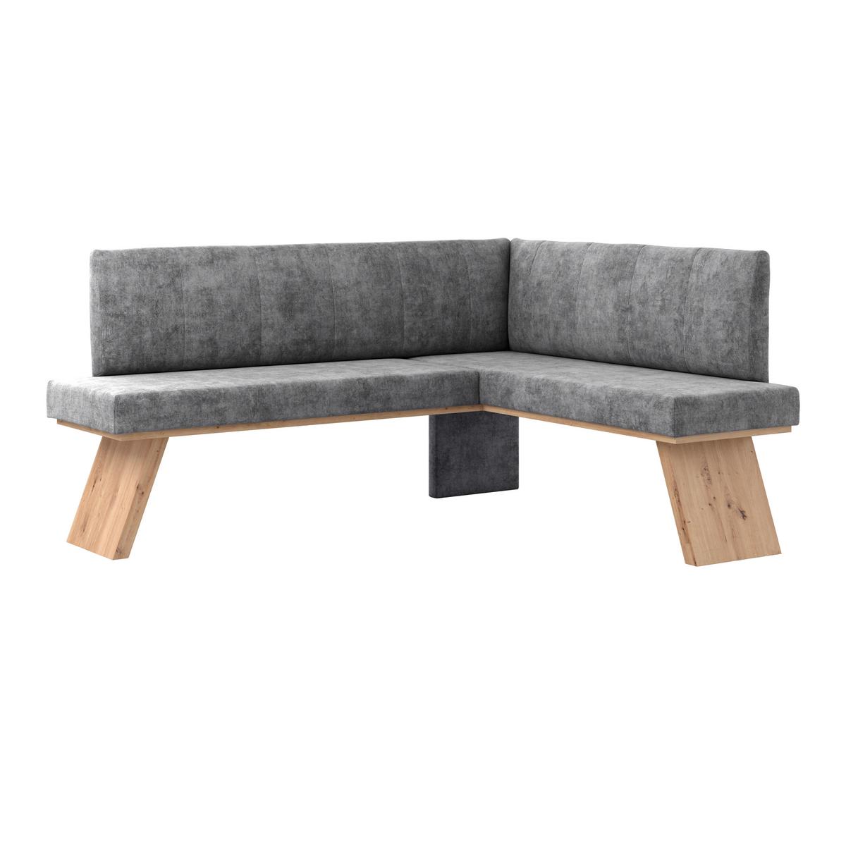 Eckbank Emma Ii Webstoff Schwarz, B: 185 Cm - Eichefarben/Schwarz, KONVENTIONELL, Holzwerkstoff/Textil (185/150cm)