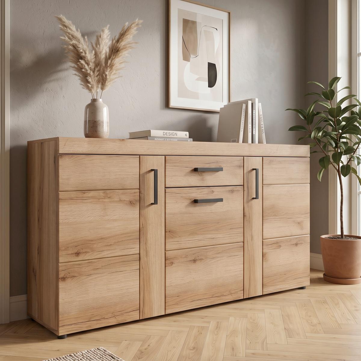 Kommode Cortina Eichefarben Dekor B: 156,8 cm - Eichefarben, MODERN, Holzwerkstoff (156,8/86/40,9cm)