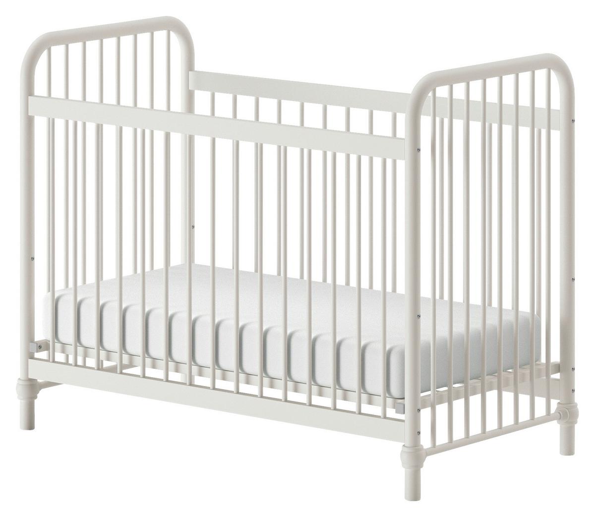 Gitterbett Bronxx 60x120 cm Eisen Weiß inkl. Gitter+ Rost - Weiß, ROMANTIK / LANDHAUS, Metall (60/120cm) - Vipack