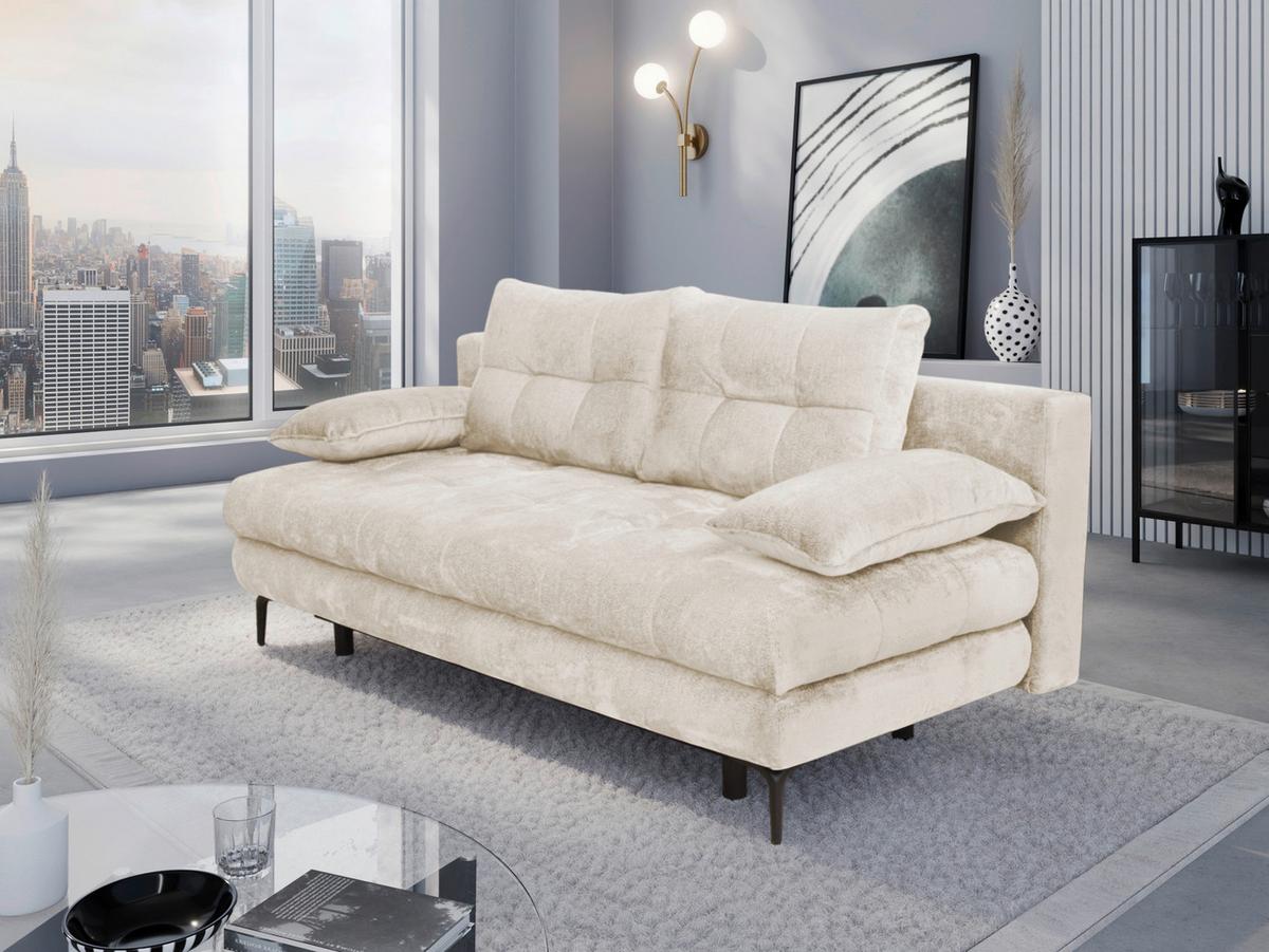 Schlafsofa Perla Creme B: 203 cm - Creme/Schwarz, KONVENTIONELL, Textil (203/94/96cm)