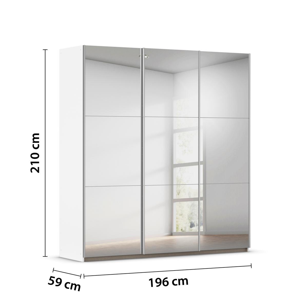 SCHWEBETÜRENSCHRANK Berny, Alpinweiß B: 196 cm - Weiß, Trend, Holzwerkstoff (196/210/59cm) - Rauch Möbel