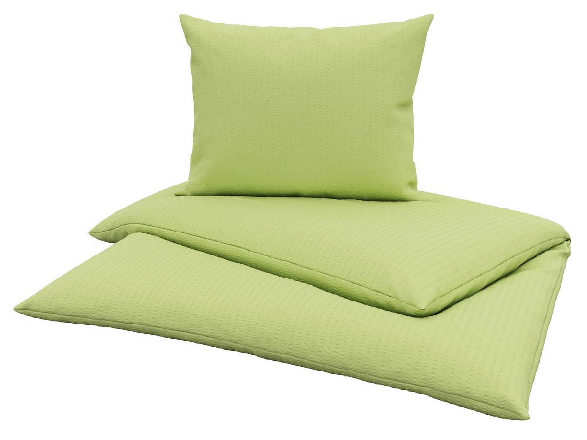 Seersucker Bettwäsche 140x200 cm Milena Baumwolle Grün - Grün, KONVENTIONELL, Textil (140/200cm) - Luca Bessoni