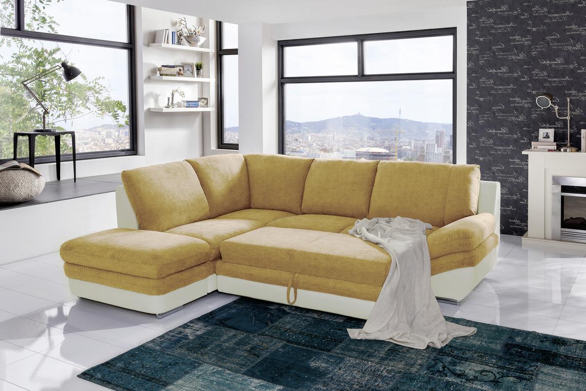 Wohnlandschaft In L-form Nardo 221x264 Cm - Chromfarben/Dunkelgelb, MODERN, Textil (221/264cm) - MID.YOU