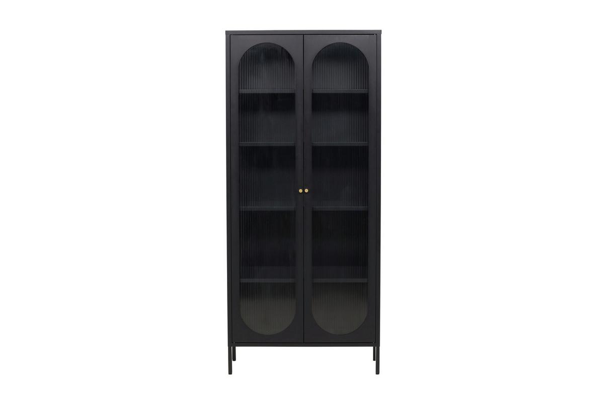 Vitrine Lima Schwarz B: 80cm - Schwarz, MODERN, Glas/Metall (80/180/35cm) - Livetastic