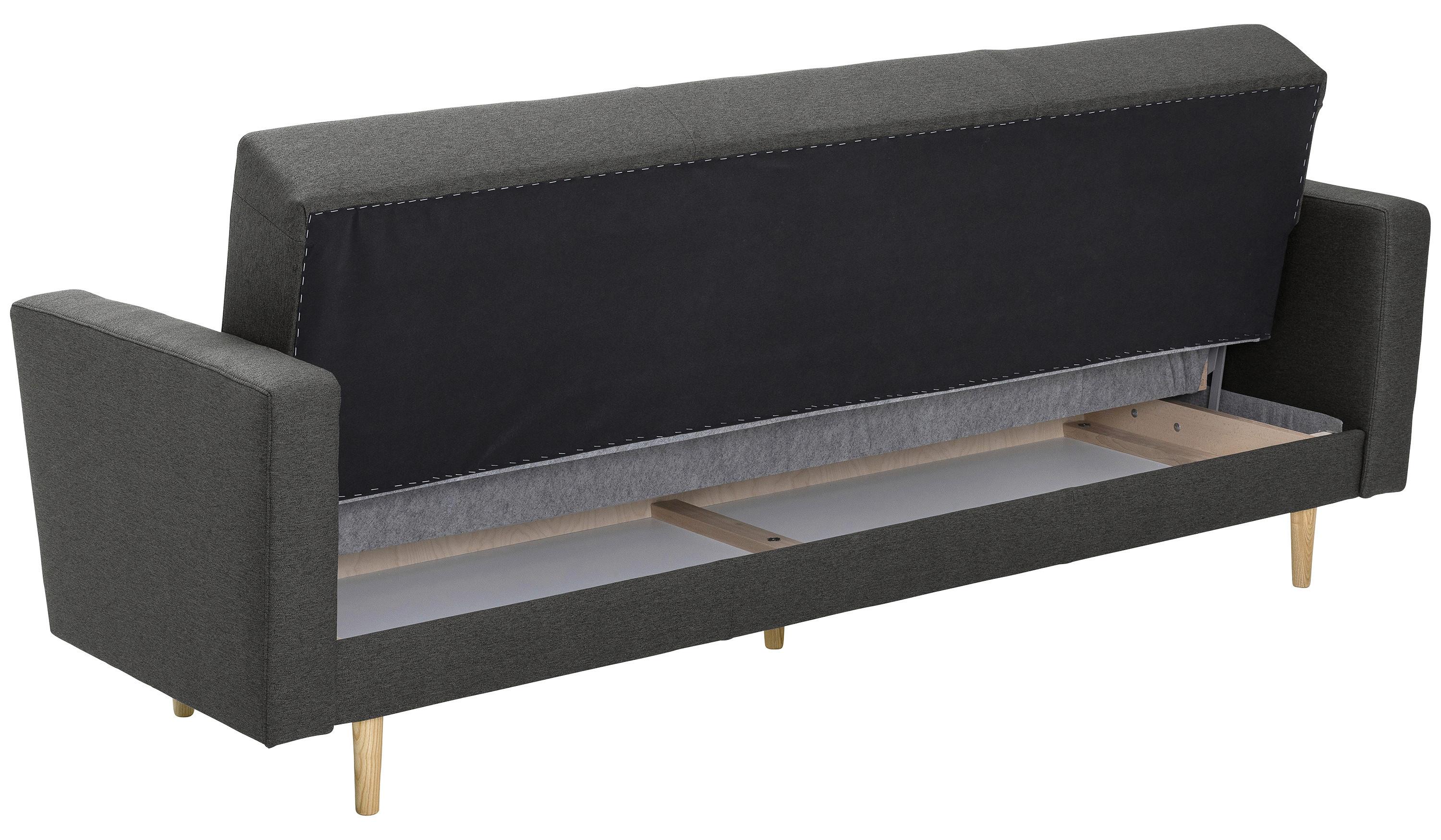 3-Sitzer-Sofa + Schlaffunktion Jasmin mit Armlehnen Anthrazit