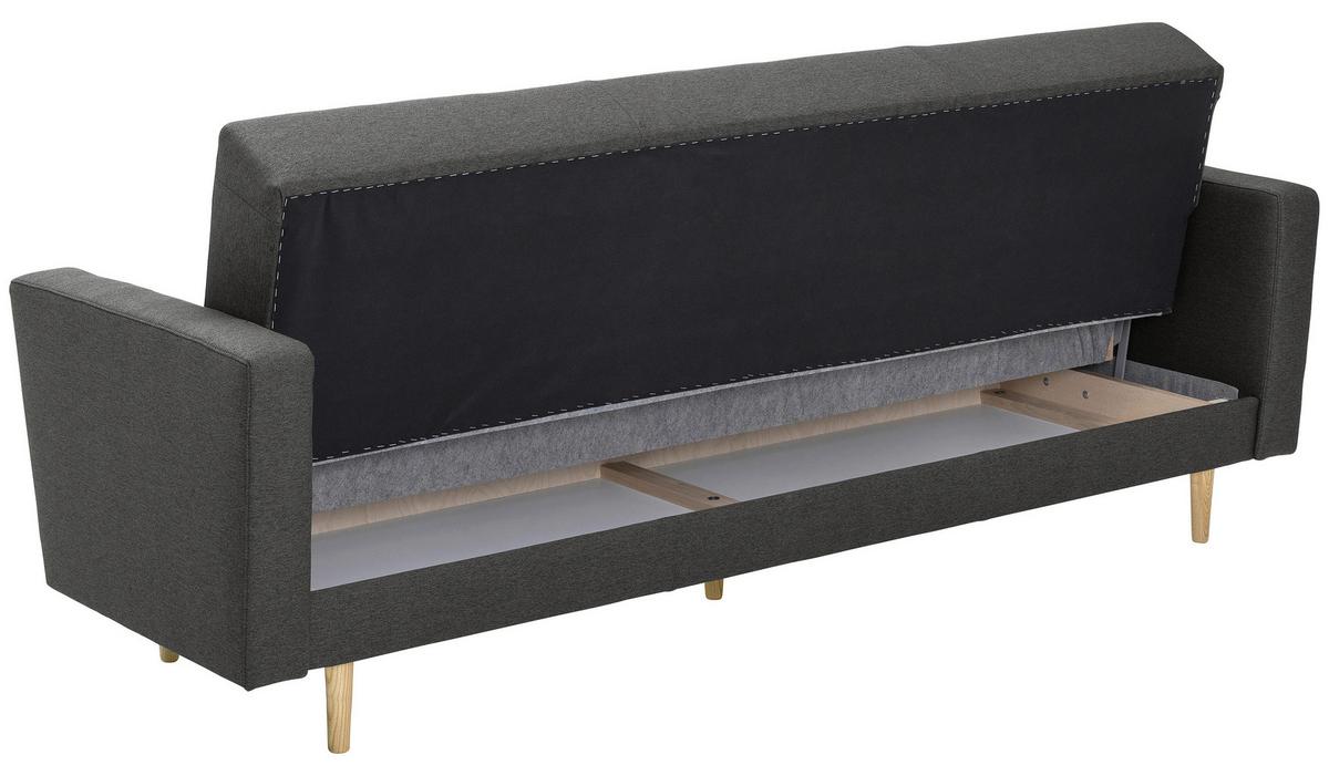 3-Sitzer-Sofa + Schlaffunktion Jasmin mit Armlehnen Anthrazit - Eschefarben/Anthrazit, MODERN, Textil (224/81/83cm) - Max Winzer