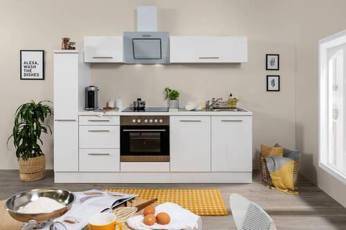 Küchenzeile Rp240wwc mit Geräten 240 cm Weiß - Weiß, KONVENTIONELL, Holzwerkstoff (240cm) - Respekta