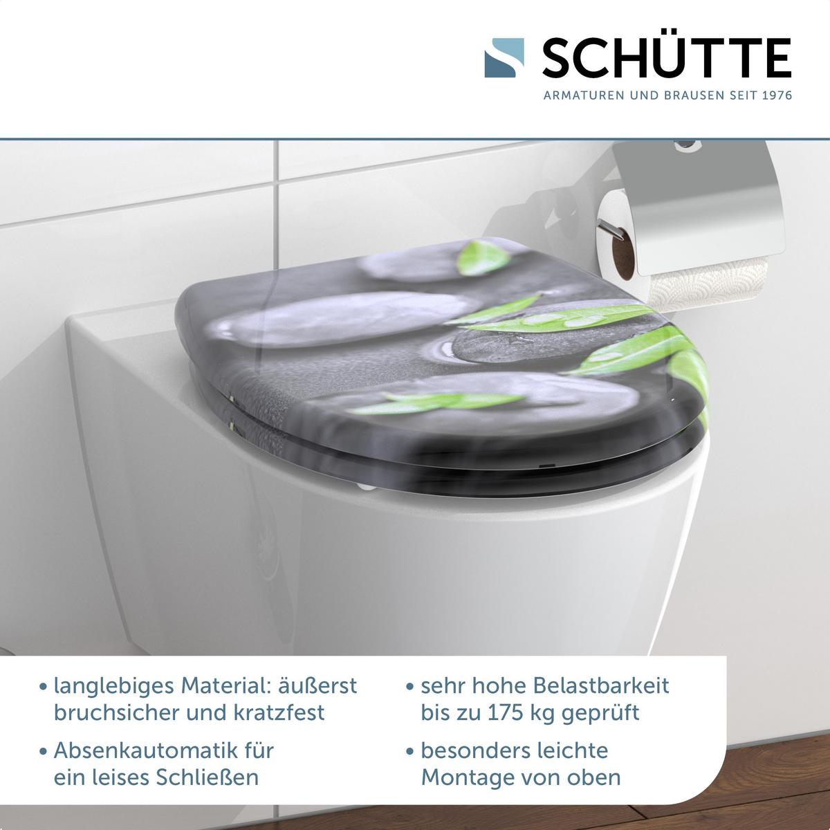 WC-Sitz Grau/Grün Naturmotiv B: 45 cm - Grau/Grün, Design, Kunststoff (45/5,5/37,5cm) - Schütte