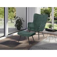 Sesselset Uta Dunkelgrün 2-teilig - Dunkelgrün/Schwarz, Basics, Textil (72-60/97-39/80-41cm) - MID.YOU