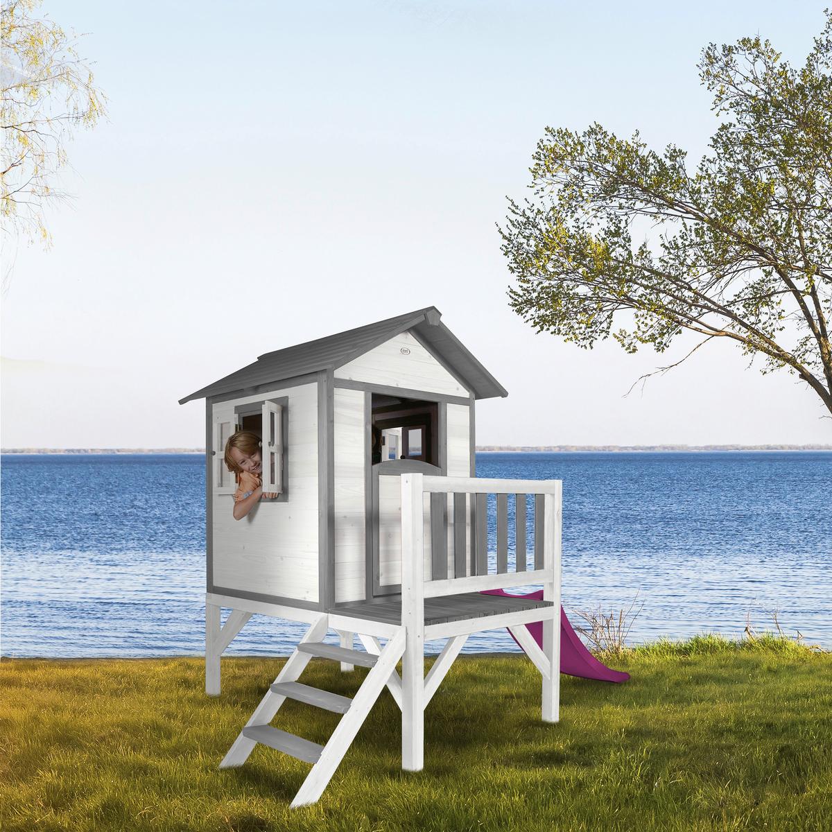Spielhaus C050.002.40 - Lila/Weiß, KONVENTIONELL, Holz/Kunststoff (240/189/167cm) - Ambia Garden