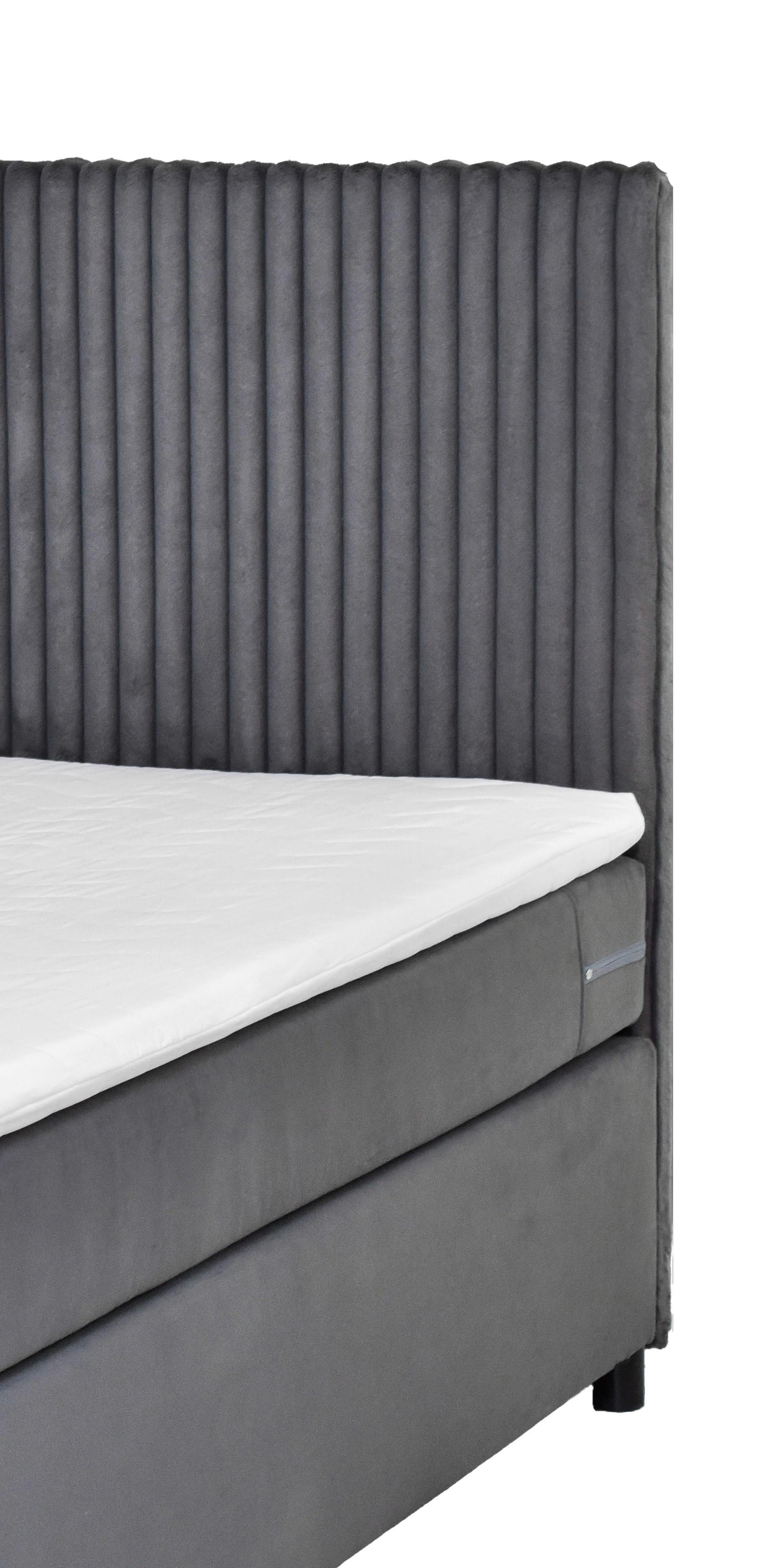 Boxspringbett Mit Topper 180x200 Cm Lilly - Schwarz/Grau, Basics, Holz/Textil (180/200cm) - Livetastic