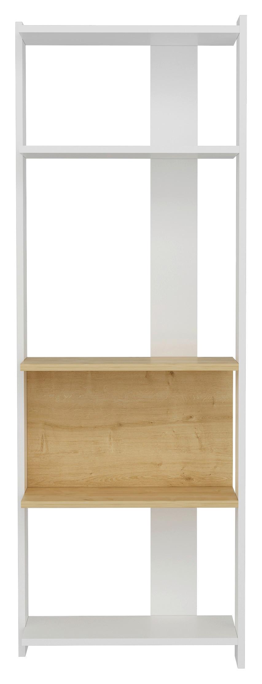 REGÁL ABIS - biela/farba duba, Design, kompozitné drevo (58,6/165/26,8cm) - MID.YOU