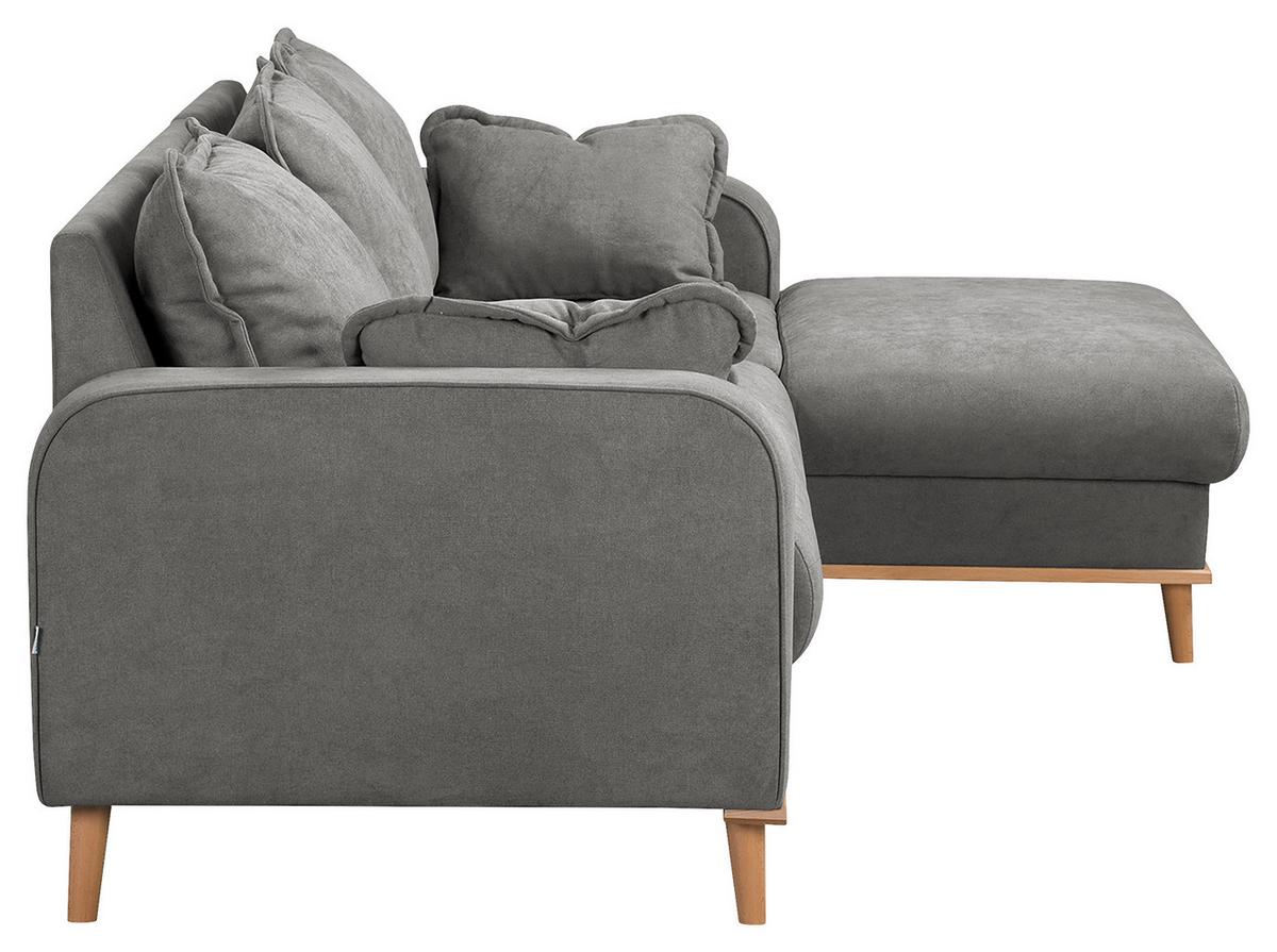 Ecksofa Beata Grau S: 230x150 cm - Wengefarben/Grau, Design, Textil (230/150cm) - Livetastic