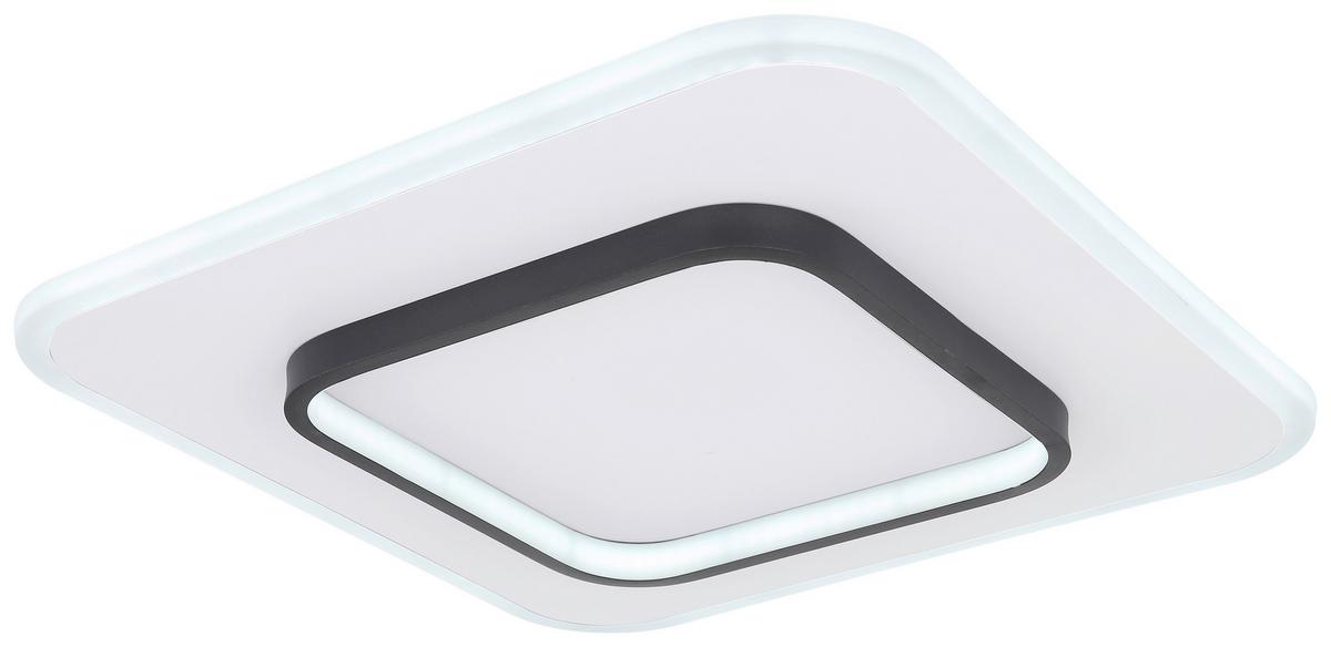 Led-deckenleuchte Lima L: 45,8 Cm Mit Fernbedienung - Opal/Schwarz, Basics, Kunststoff/Metall (45,8/45,8/6cm) - Globo