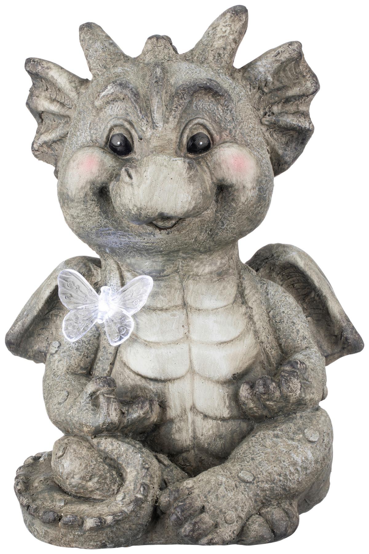 Dekodrache Barry L/b/h: Ca. 22/32,5/24 Cm - Grau, KONVENTIONELL, Stein (22/32,5/24cm) - Ondega