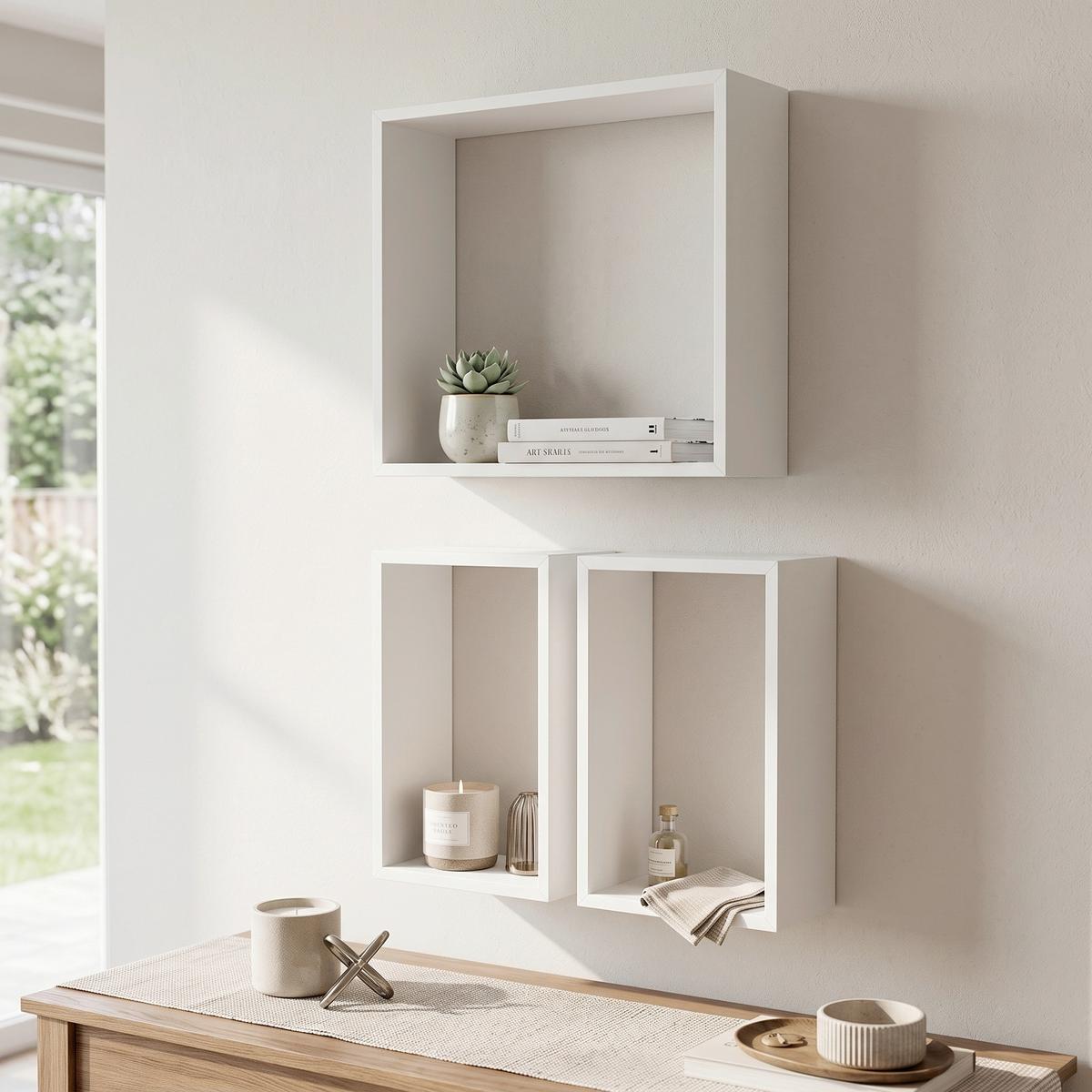 Wandregal Nizza B: 23 - 50 cm Weiß 3-teilig - MODERN (50/23/40/37/15/15cm)