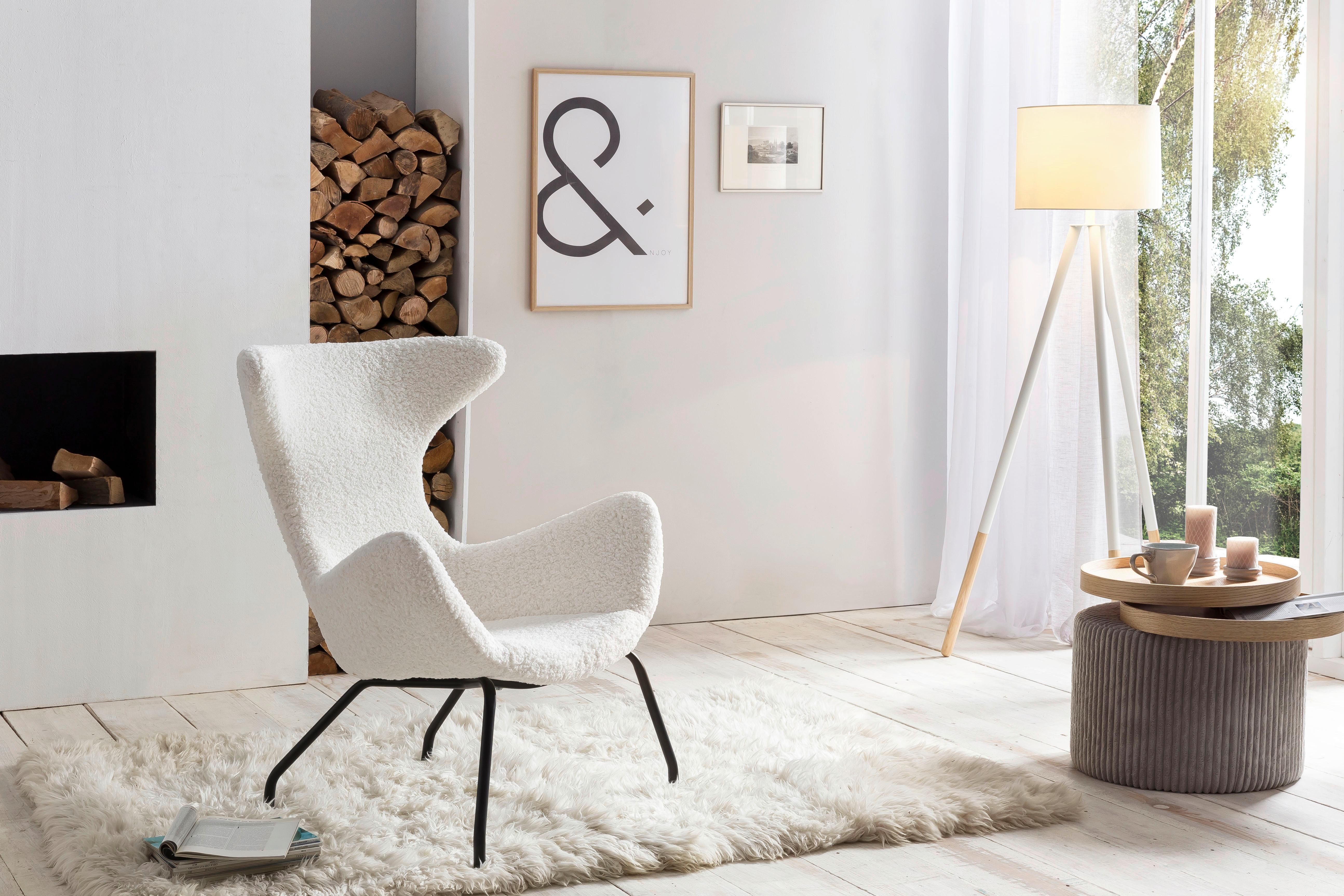 Relaxsessel Weiß B: 77 Cm - Schwarz/Weiß, MODERN, Textil (77/95/62cm) - Livetastic