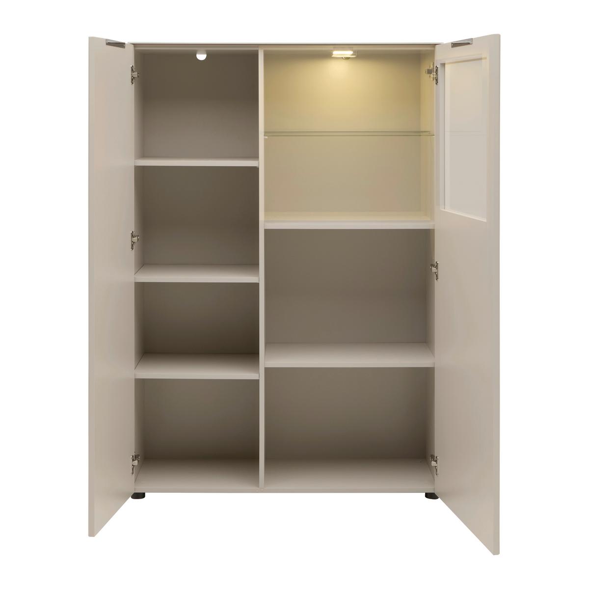 Vitrína Siena sklo, kašmír - čierna/kašmírová, Modern, kov/kompozitné drevo (105/151/40cm) - Premium Living