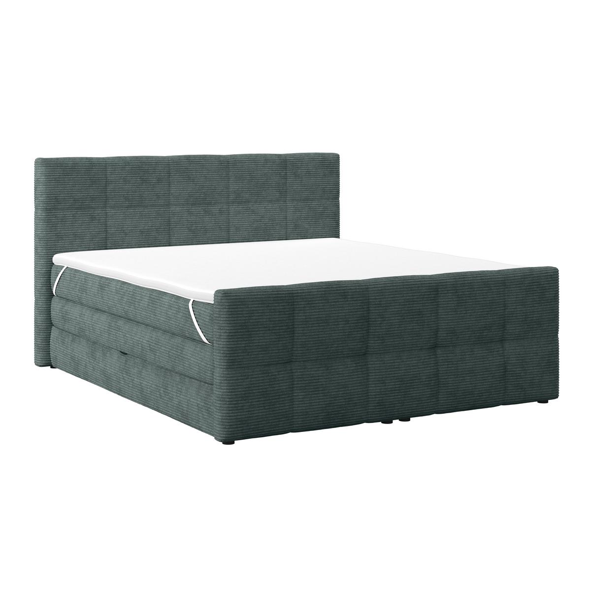 Boxspringbett mit Topper und Bettkasten 160x200 Medino - Blaugrau, KONVENTIONELL, Holz/Holzwerkstoff (160/200cm)