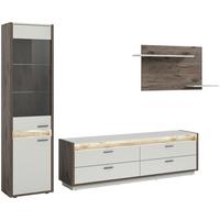 Wohnwand Hellgrau Nb, Nox Oak Dekor - Hellgrau, Design, Glas/Holzwerkstoff (268/198/43cm) - MID.YOU