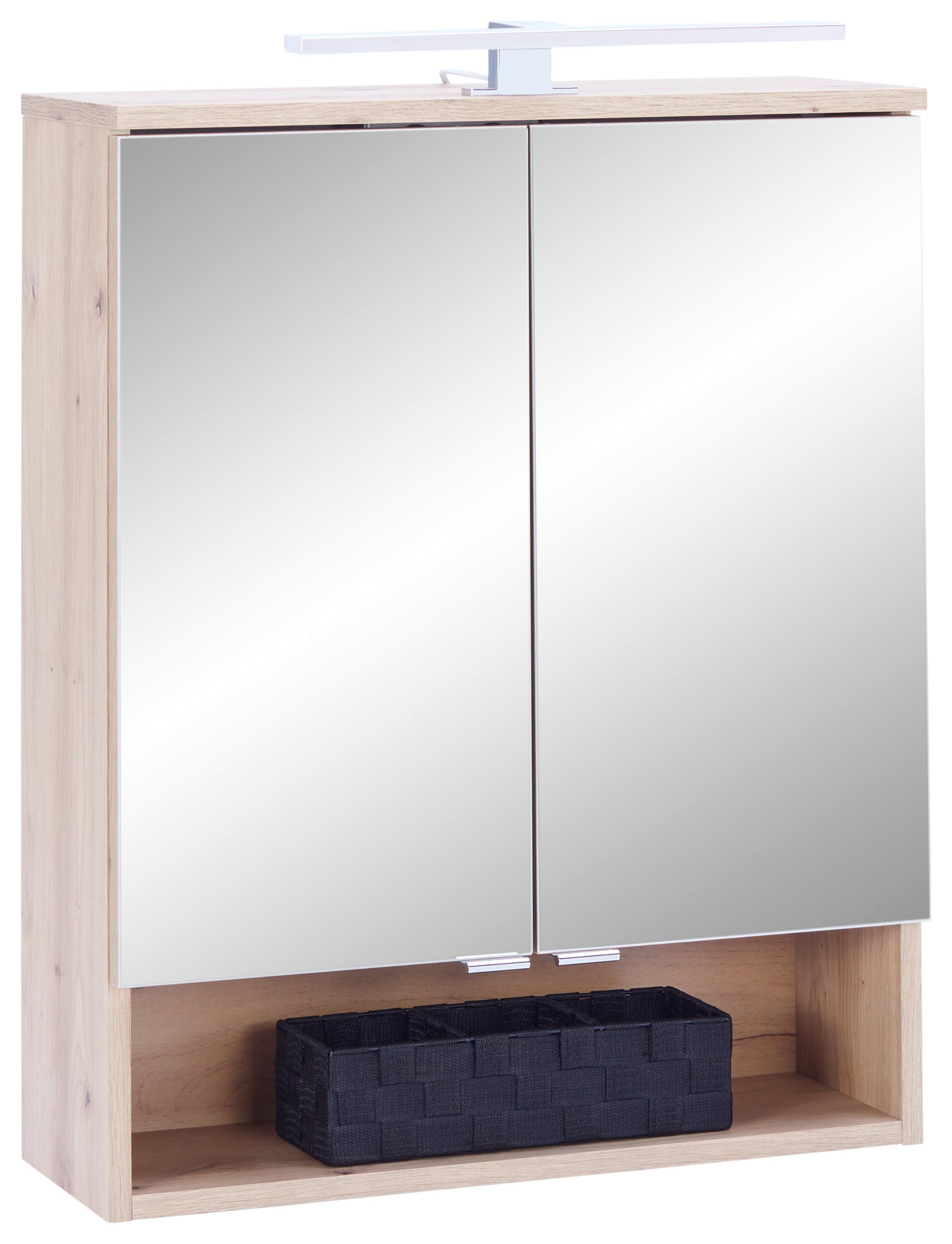 Spiegelschrank Fresh Mit Led 2-Türig Bht: 60x75x20 Cm - Eiche Artisan, KONVENTIONELL, Glas/Holzwerkstoff (60/75/20cm) - Ondega