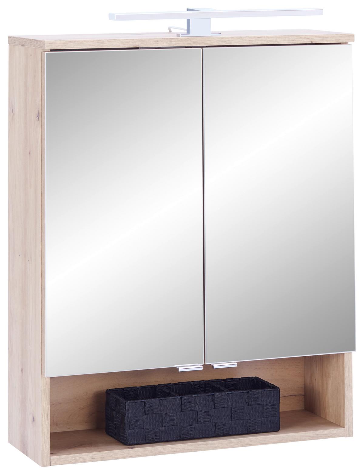 Spiegelschrank Fresh Mit Led 2-Türig Bht: 60x75x20 Cm - Eiche Artisan, KONVENTIONELL, Glas/Holzwerkstoff (60/75/20cm) - Ondega
