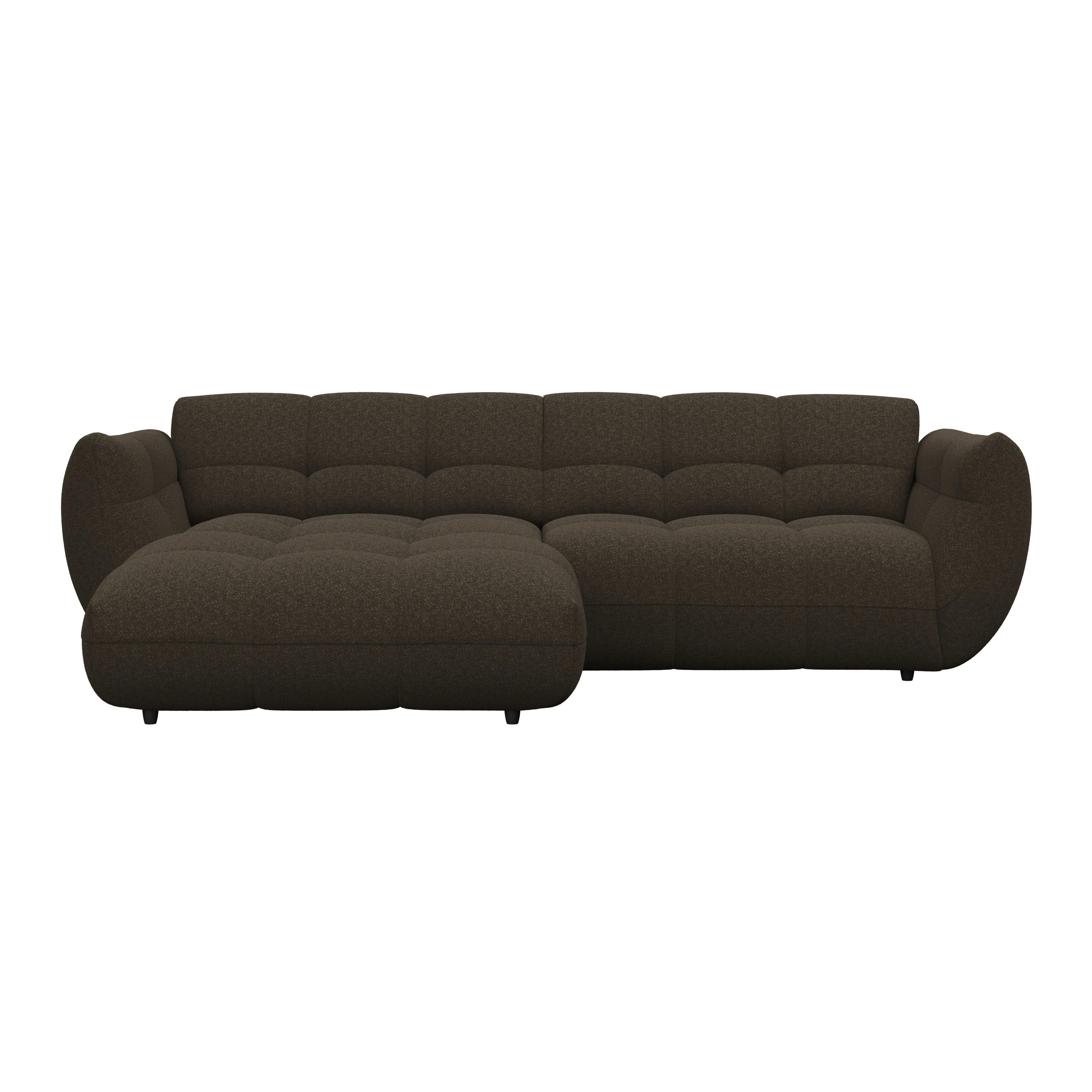 Rohová sedačka PANDA, levá, hnědá žinylka - tmavě hnědá/černá, Trend, textil/plast (178/280cm)
