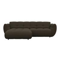 Rohová sedačka PANDA, levá, hnědá žinylka - tmavě hnědá/černá, Trend, textil/plast (178/280cm)