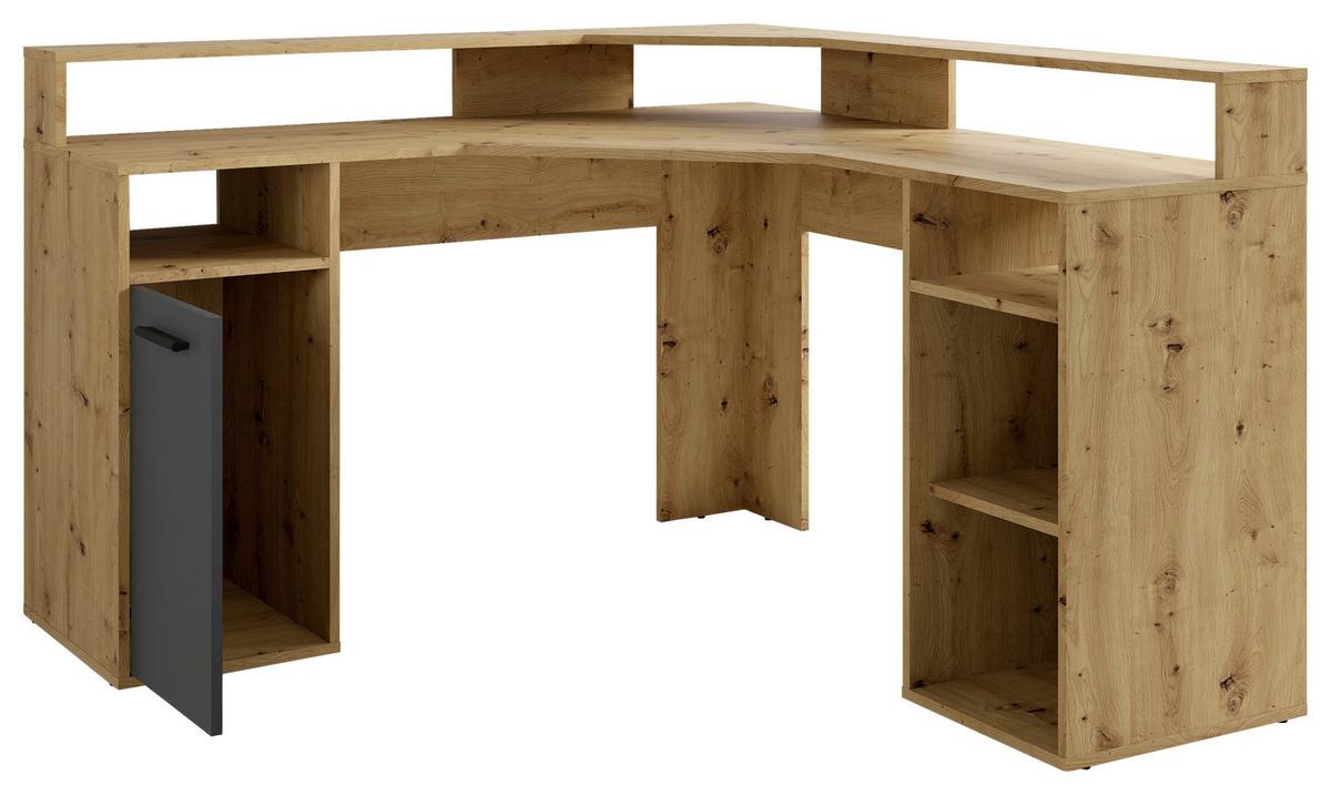 Schreibtisch Fox - Anthrazit/Eiche Artisan, MODERN, Holzwerkstoff (139/139/90,8cm) - MID.YOU