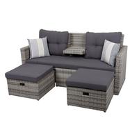 LOUNGEGARNITUR VALLETTA - Hellgrau/Schwarz, Basics, Kunststoff/Textil (180/86/75cm) - Gardenson