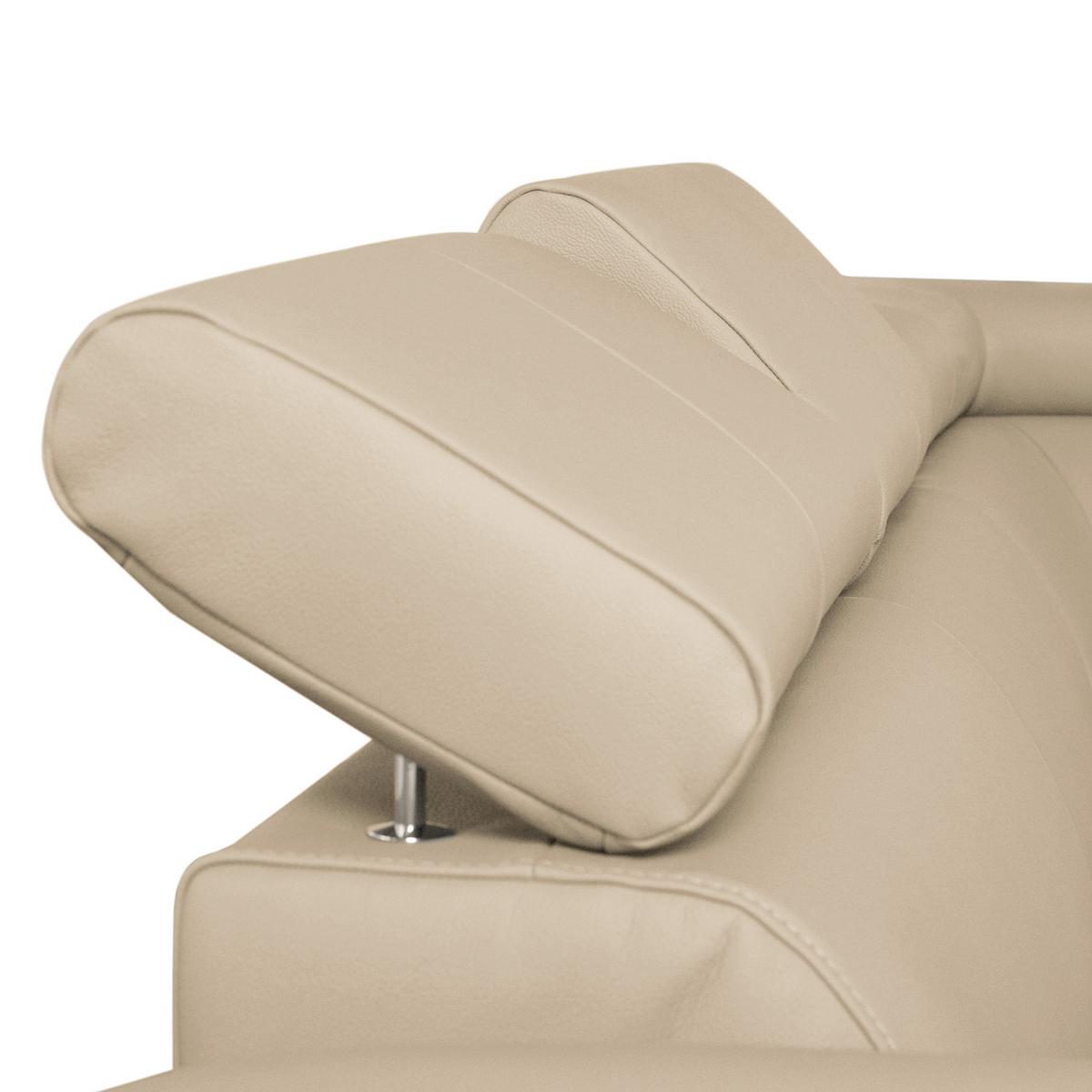 Ecksofa Lugano Teilleder Beige 248x208 - Chromfarben/Beige, Design, Leder/Textil (248/208cm) - Livetastic