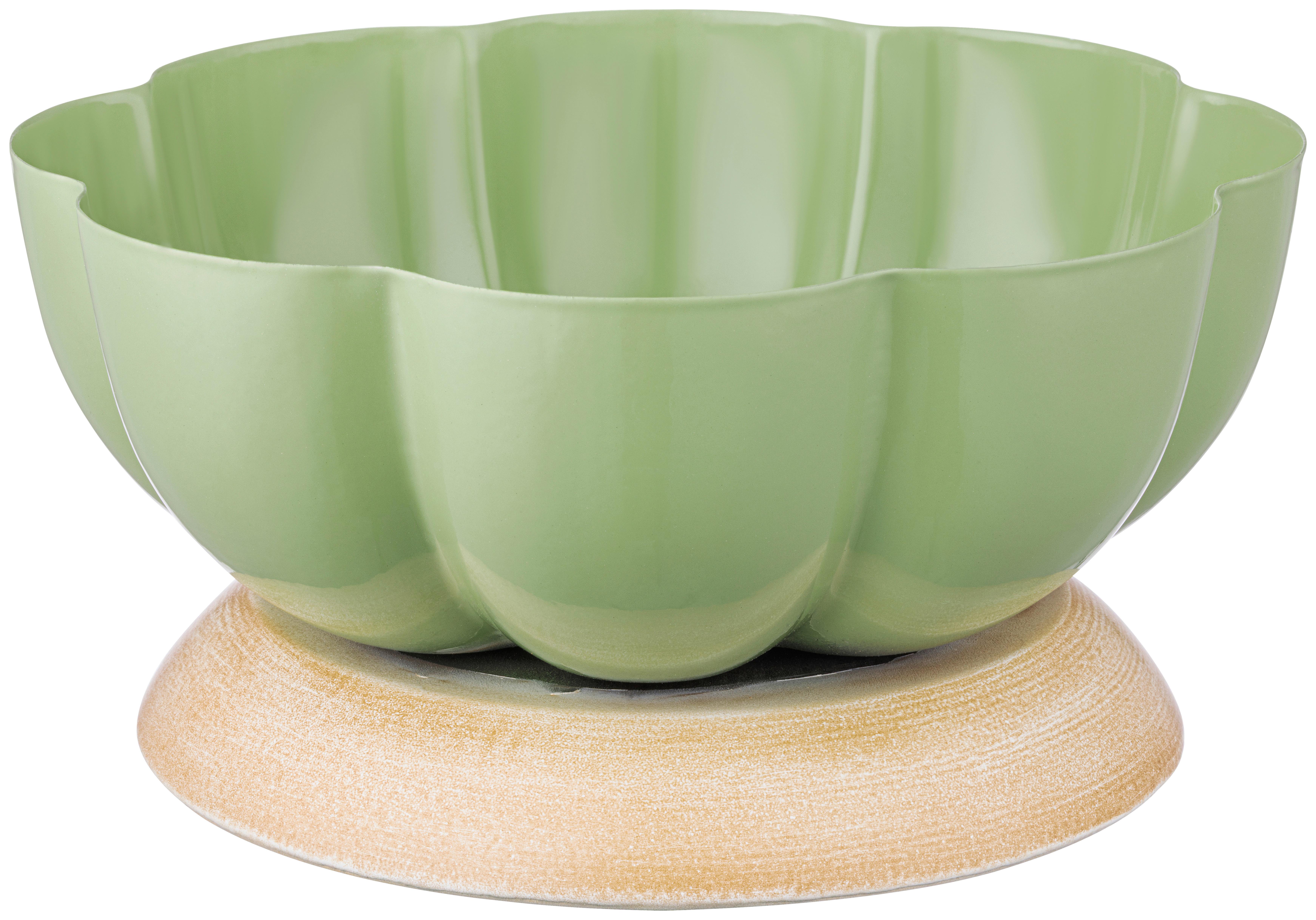 Dekoschale Oliver - Hellbraun/Grün, KONVENTIONELL, Metall (17/8,5cm) - Luca Bessoni