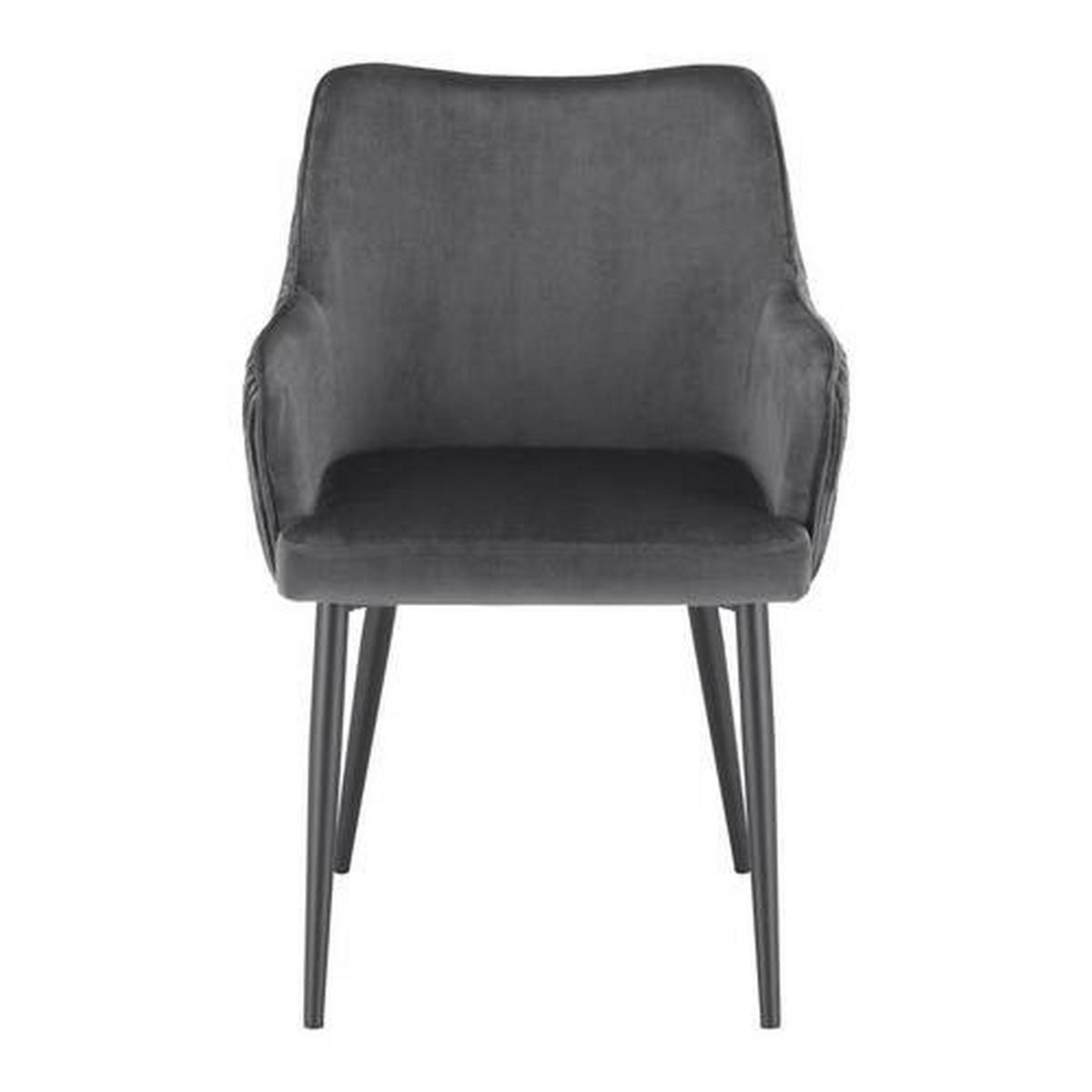 Zamatová stolička Caria tmavosivá - čierna/tmavosivá, Modern, kov/drevo (57/89/60cm) - Bessagi Home