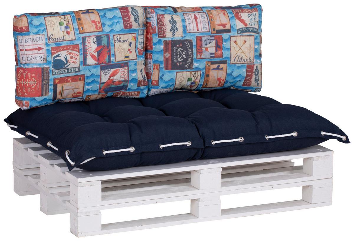 Palettenkissen 3er-set Kiel 128x88x18 Cm Blau/bunt - Dunkelblau, Basics, Textil (128/88/18cm)