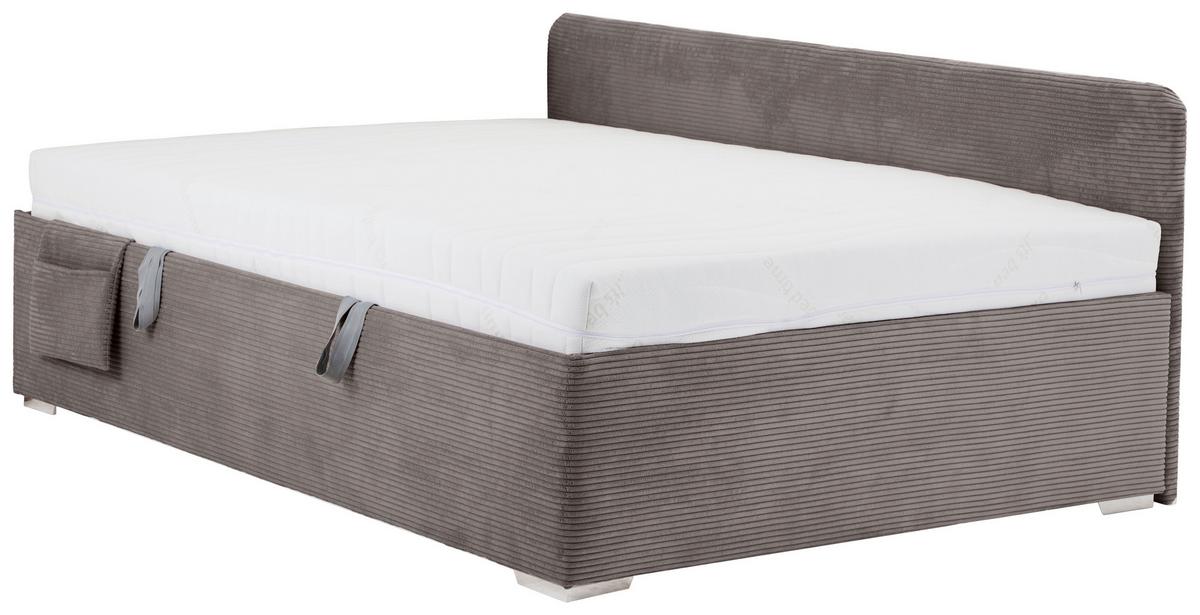 Posteľ Remi s bočnicami 140x200, poťah sivý - sivá/prírodná farba, Konventionell, drevo/textil (140/200cm)