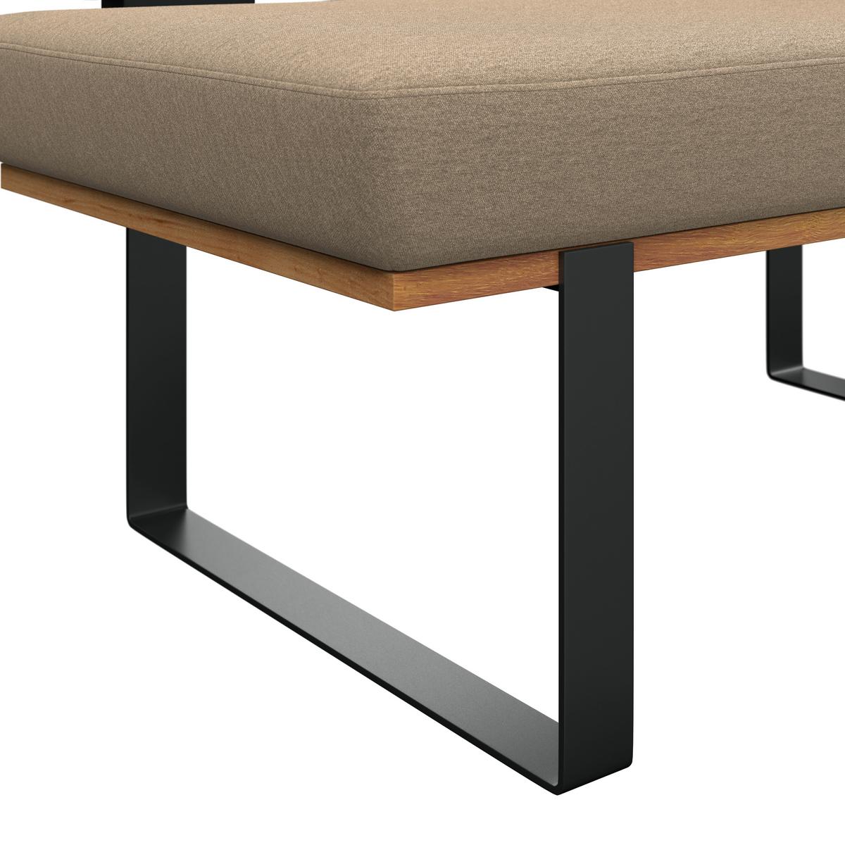Sitzbank Tristan Webstoff beige, B: 130cm - Beige/Schwarz, MODERN, Holz/Textil (130/48/90cm) - James Wood
