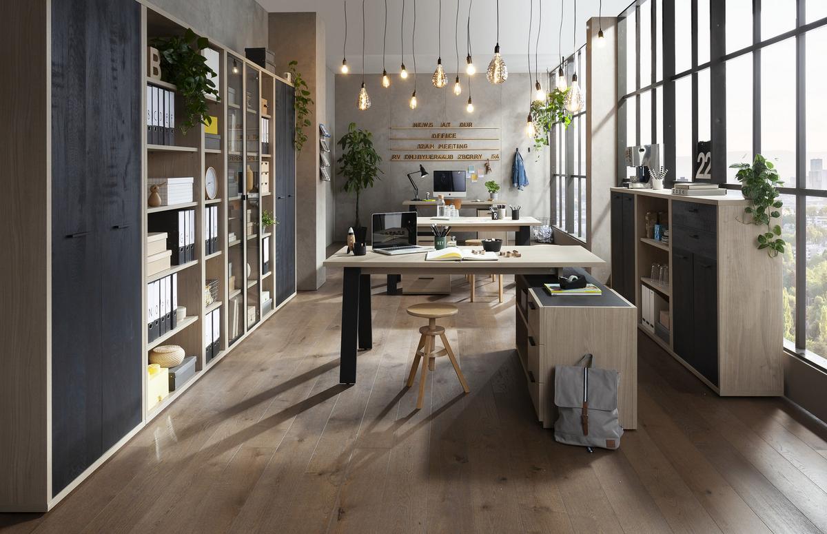 Psací stůl DAVINCI černá/dub - černá/barvy dubu, Moderní, kov/kompozitní dřevo (172/75/80cm) - Mömax