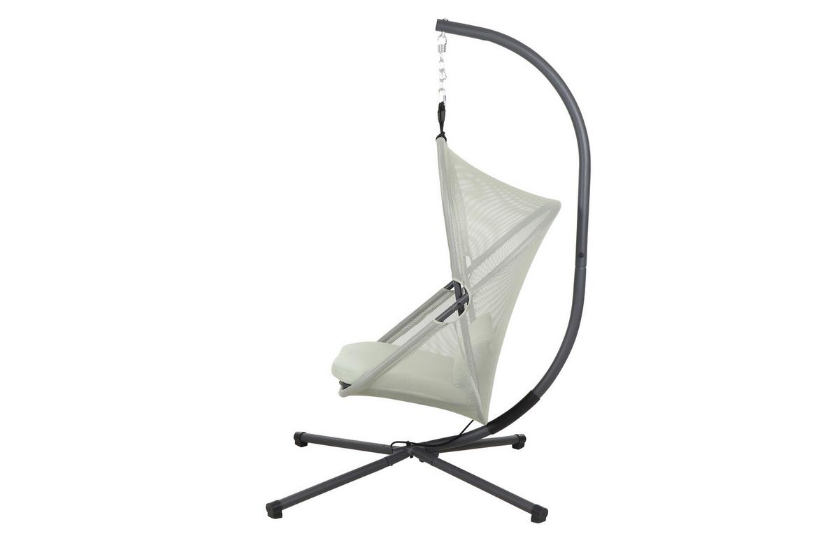 Hängesessel Mit Gestell Mit Sitz- Und Rückenkissen - Anthrazit/Grün, KONVENTIONELL, Kunststoff/Textil (123/195/106cm) - Siena Garden