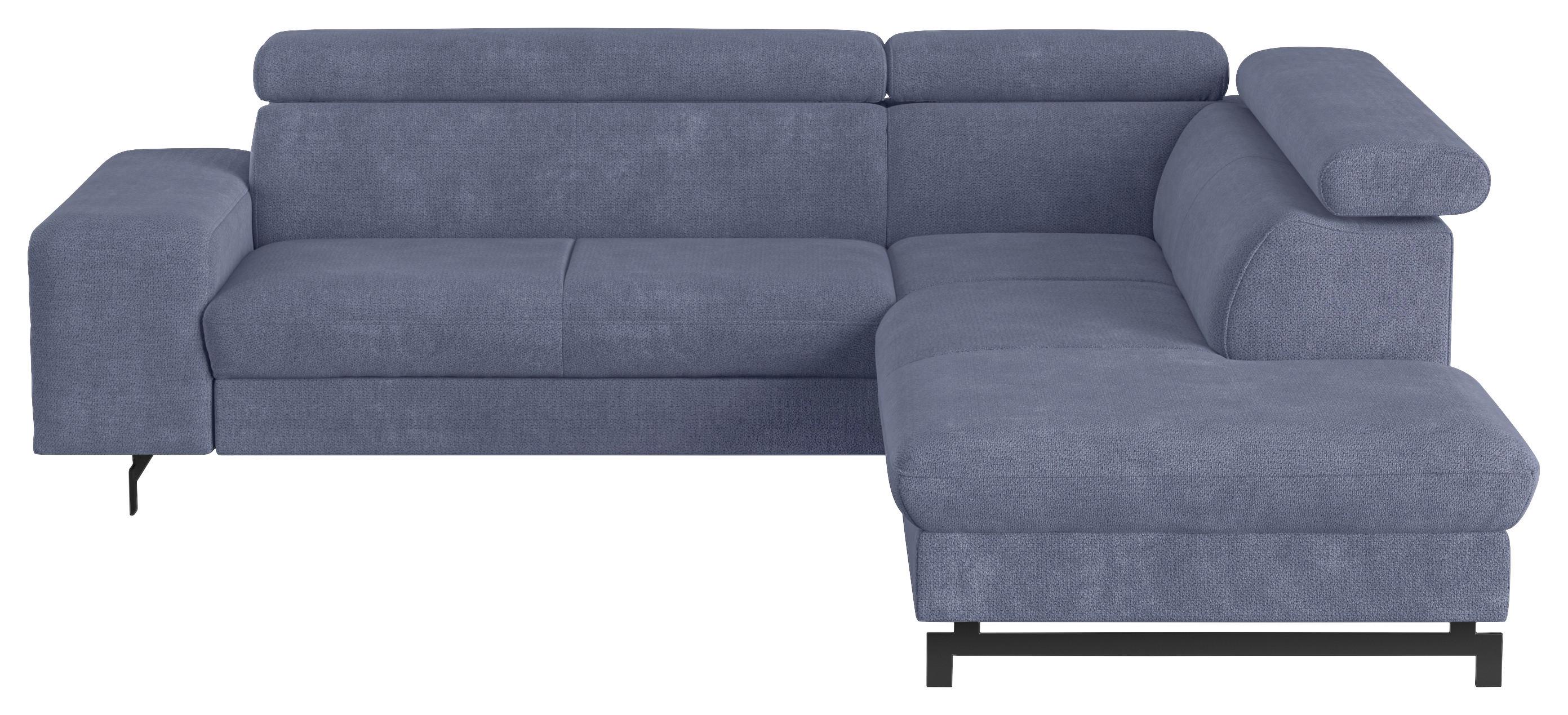 Ecksofa mit Schlaffunktion & Bettkasten Emma Blau - Blau/Schwarz, Textil (262/215cm) - MID.YOU
