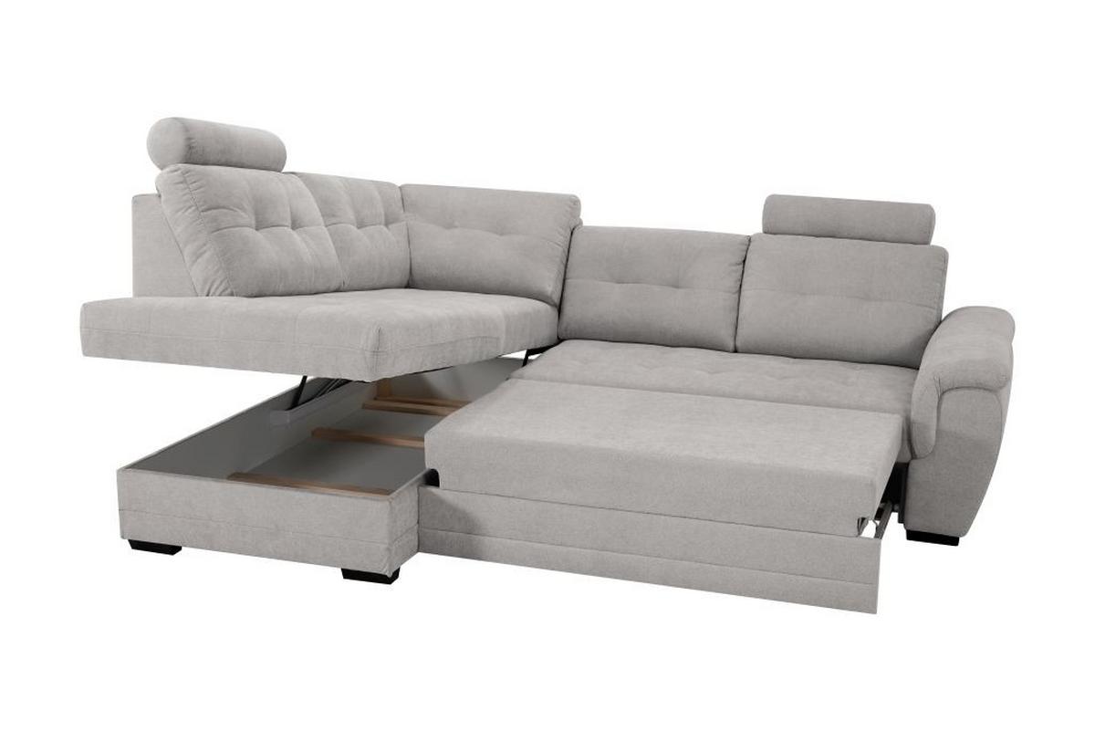 Rohová sedačka FALCO, levá, stříbrná žinylka,2x op.hlavy - barvy stříbra/černá, Konvenční, dřevo/kompozitní dřevo (183/251cm) - Ondega