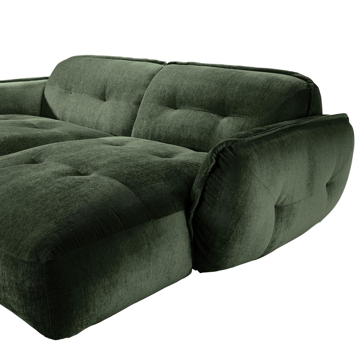 Bigsofa Fluffy, Dunkelgrün B: 285 Cm - Dunkelgrün/Schwarz, MODERN, Textil (285/87/184cm) - Trendmanufaktur